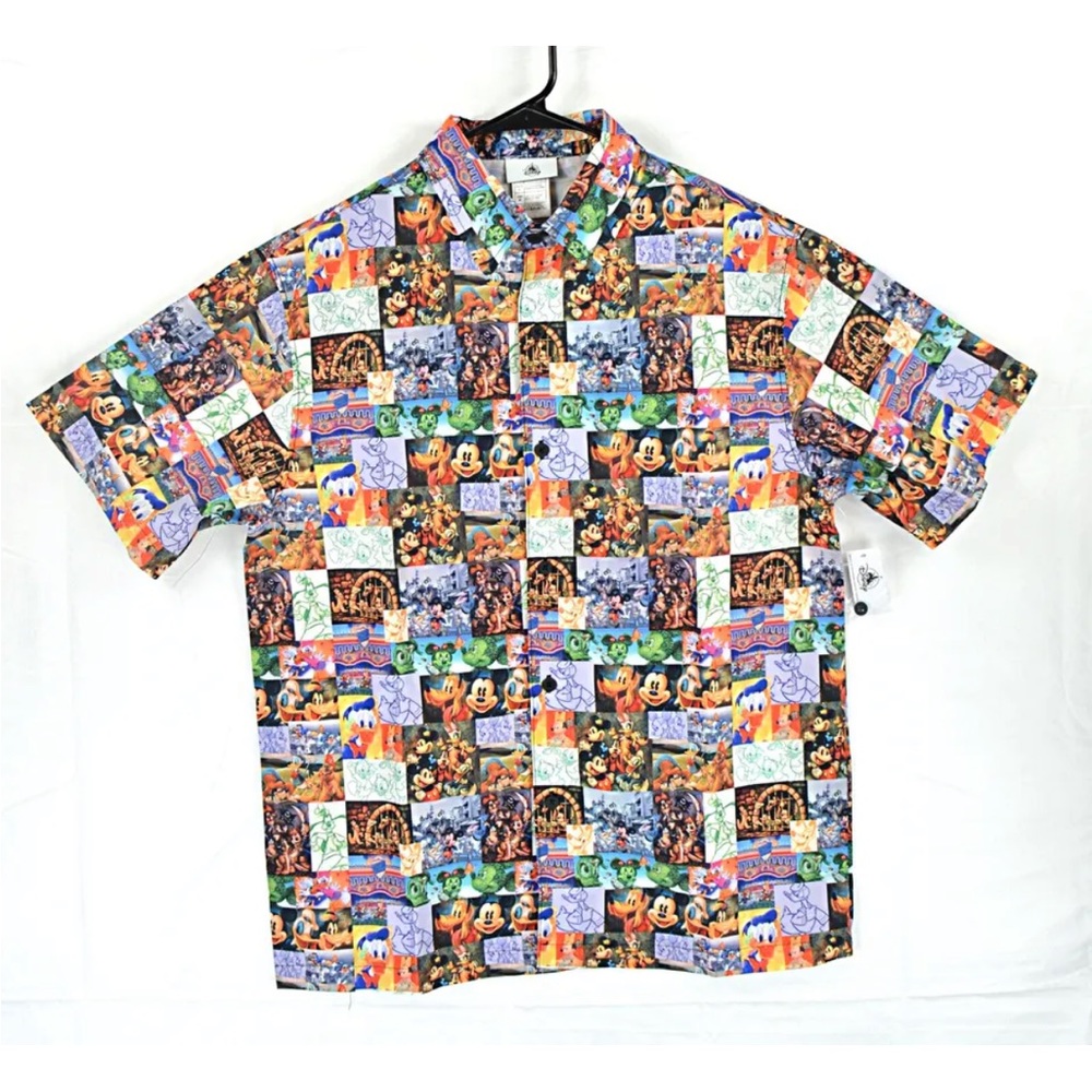 NWT DISNEY Men's Mickey and Friends Collage Short Sleeve Shirt